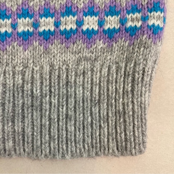 Talbots Crewneck Fair Isle Cardigan and Scarf Lavender/Gray/Blue/Black (Size XS) - Picture 5 of 11